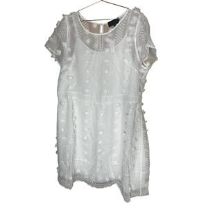 Sunday In Brooklyn White Sheer Knee Length Dress Women's Size 26W NWT
